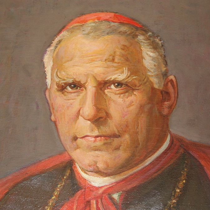 Kardinal Clemens August von Galen, Bischof von Münster von 1933 bis 1946, hier dargestellt auf einem Gemälde von Wilhelm Lautenbach.