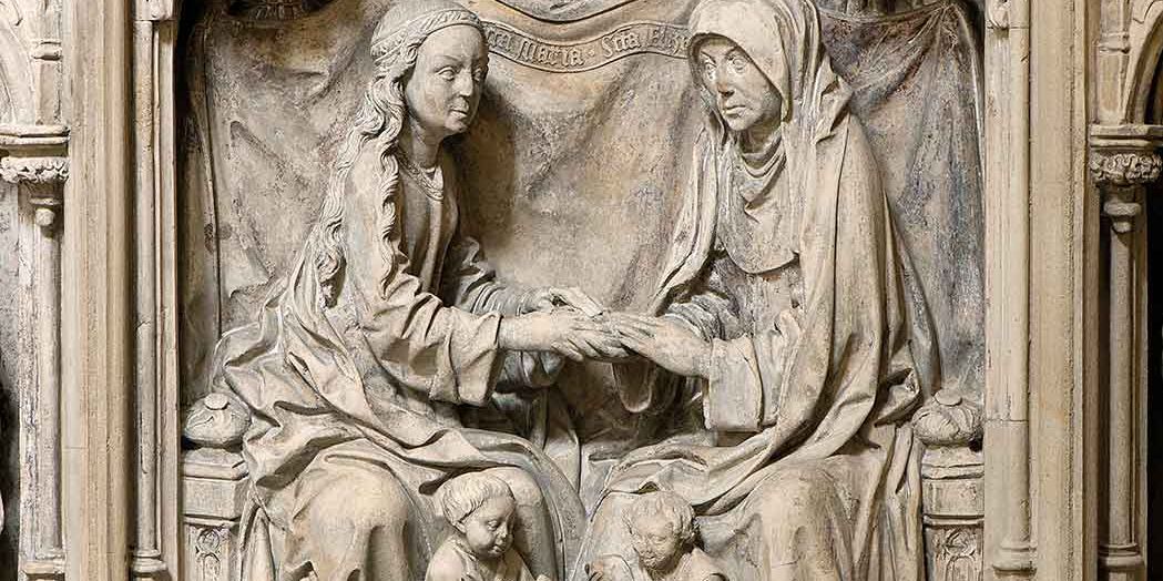 Maria und Elisabeth (Detail vom Johannesaltar).